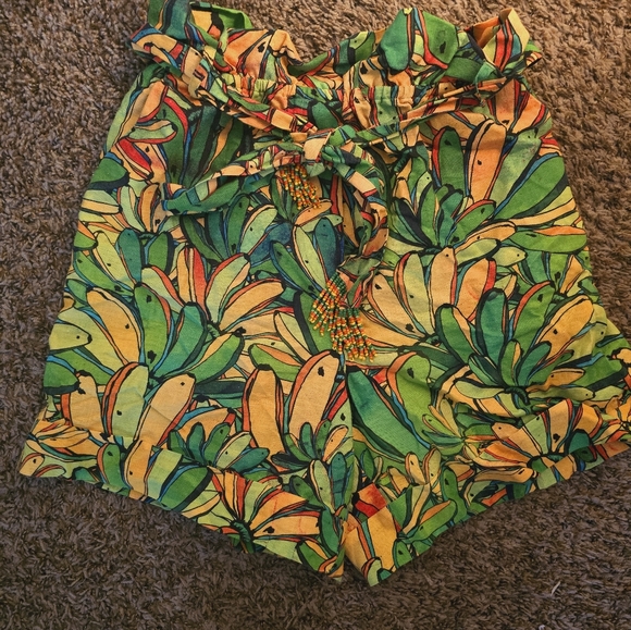 Farm Rio Banana Bead Detail High Waisted Shorts - Picture 2 of 4